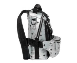 MCM Men's Jemison Silver Coated Canvas Small 2 In 1 Backpack Belt Bag Muk9sjv23sb001 -Lux Lair Store muk9sjv23sb001 4