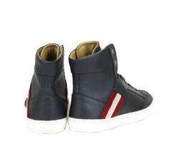 Bally Men's Dark Grey Calf Leather Hi-top Sneaker With Red Beige -Lux Lair Store oldani.o 225 dark 20gray 6.5d 5