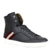 Bally Men's Dark Grey Calf Leather Hi-top Sneaker With Red Beige
