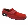 Bally Men's Red Piotre Leather / Suede With Black / White Web Logo Slip On Loafer Shoes (6.5 EU / 7.5D US)