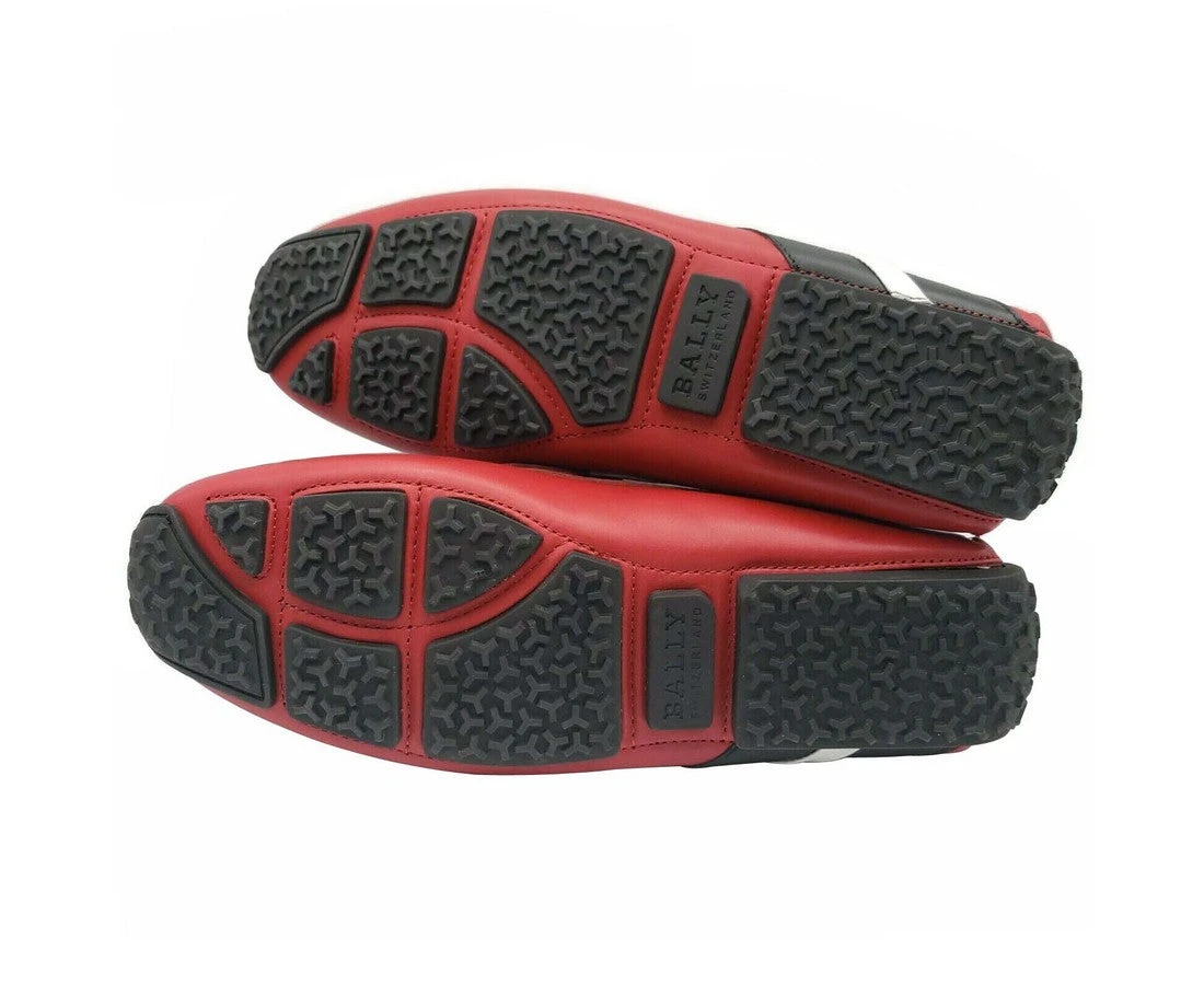 Bally Men's Red Piotre Leather / Suede With Black / White Web Logo Slip On Loafer Shoes (6.5 EU / 7.5D US) 10 Bally Men's Red Piotre Leather / Suede With Black / White Web Logo Slip On Loafer Shoes (6.5 EU / 7.5D US) - Image 8