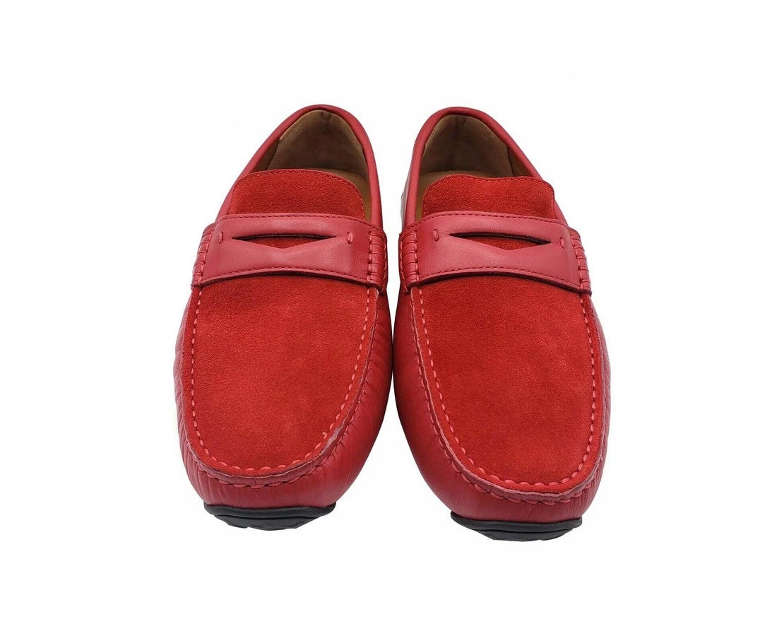 Bally Men's Red Piotre Leather / Suede With Black / White Web Logo Slip On Loafer Shoes (6 EU / 7EEE US) 5 Bally Men's Red Piotre Leather / Suede With Black / White Web Logo Slip On Loafer Shoes (6 EU / 7EEE US) - Image 3
