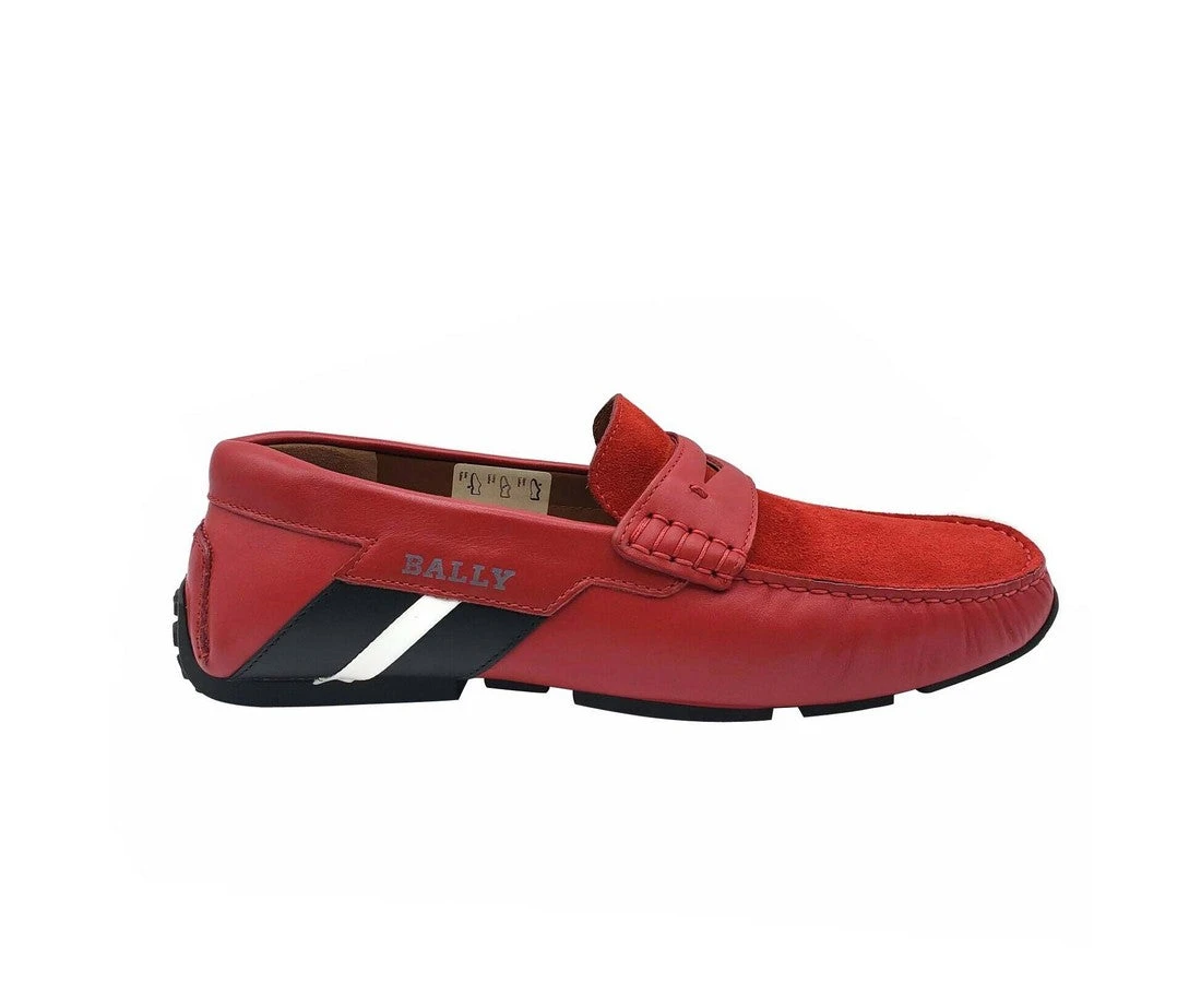 Bally Men's Red Piotre Leather / Suede With Black / White Web Logo Slip On Loafer Shoes (6 EU / 7EEE US) 8 Bally Men's Red Piotre Leather / Suede With Black / White Web Logo Slip On Loafer Shoes (6 EU / 7EEE US) - Image 6