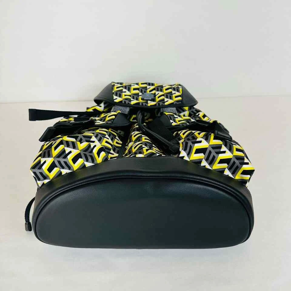 MCM Brandenburg Yellow/Black Cubic Monogram Unisex Nylon Backpack 12 MCM Brandenburg Yellow/Black Cubic Monogram Unisex Nylon Backpack - Image 10
