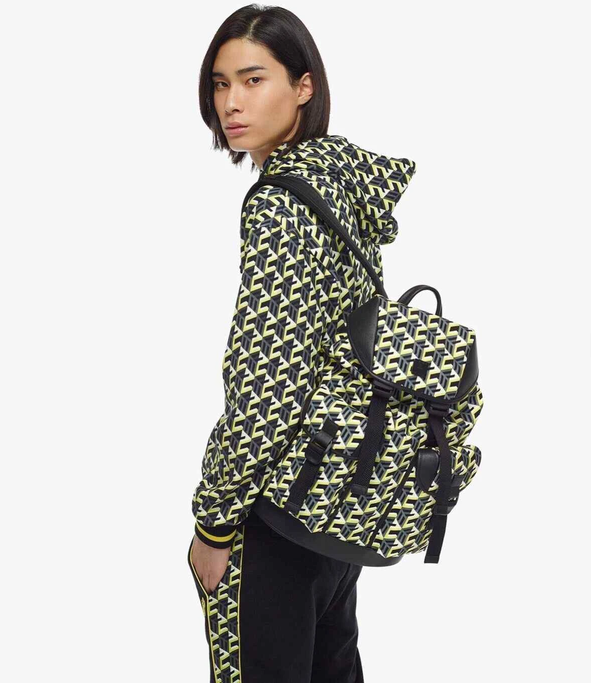 MCM Brandenburg Yellow/Black Cubic Monogram Unisex Nylon Backpack 4 MCM Brandenburg Yellow/Black Cubic Monogram Unisex Nylon Backpack - Image 2