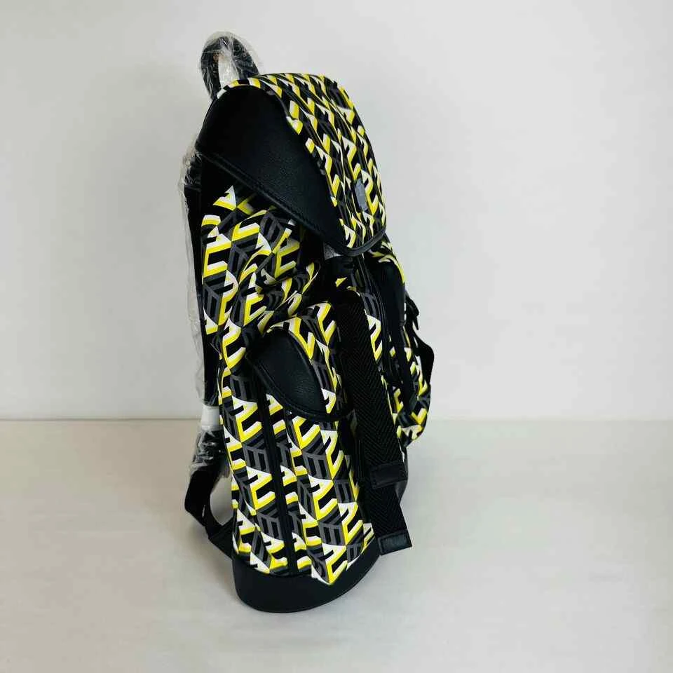 MCM Brandenburg Yellow/Black Cubic Monogram Unisex Nylon Backpack 10 MCM Brandenburg Yellow/Black Cubic Monogram Unisex Nylon Backpack - Image 8
